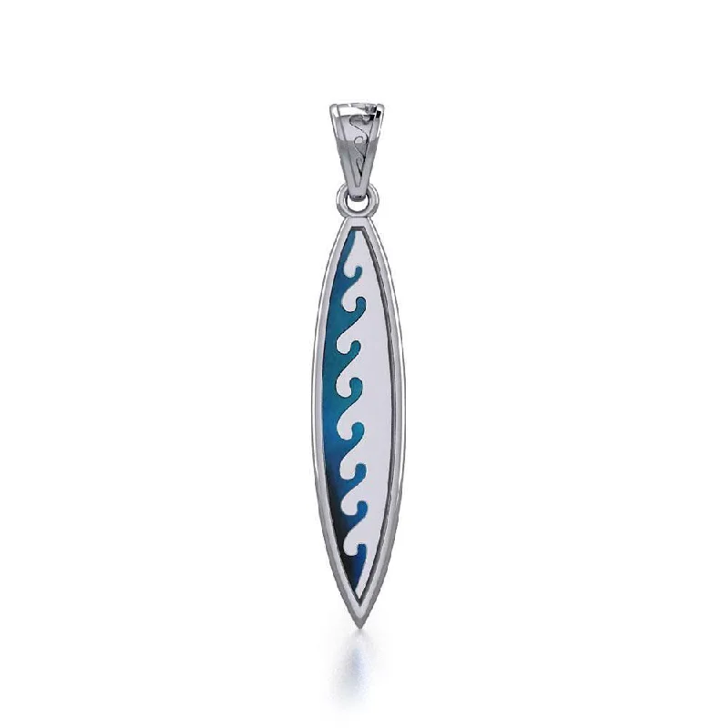 surfboards for improving surfing skills-Waves Surfboard Silver Pendant TP1533