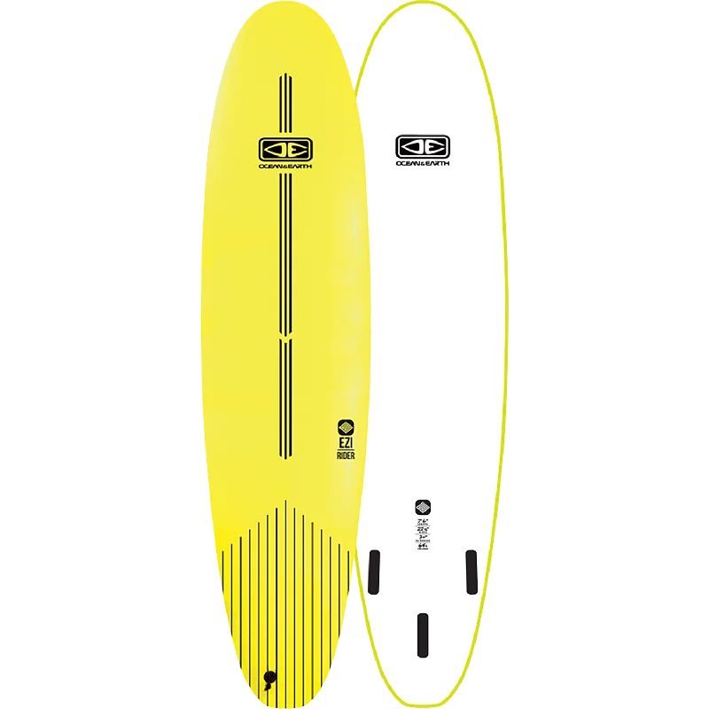 surfboards for deep carving in the surf-O&E Ocean & Earth Ezi-Rider Softboard 7'6" Lime Electric Yellow - Surfboard