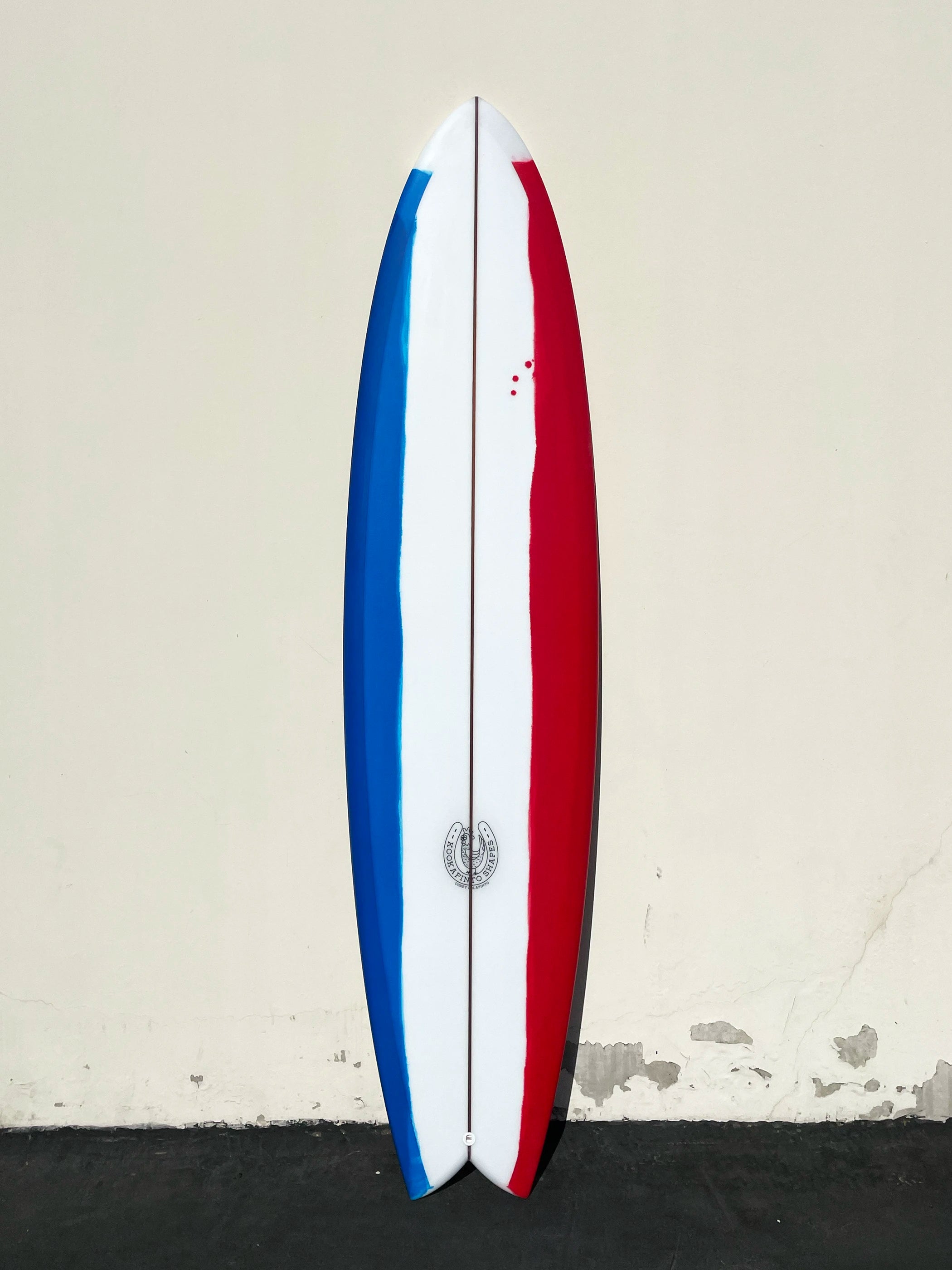 surfboards for easy wave-catching-7'10 "Gunny" Fishy Noserider - Red, White, and Blue Surfboard