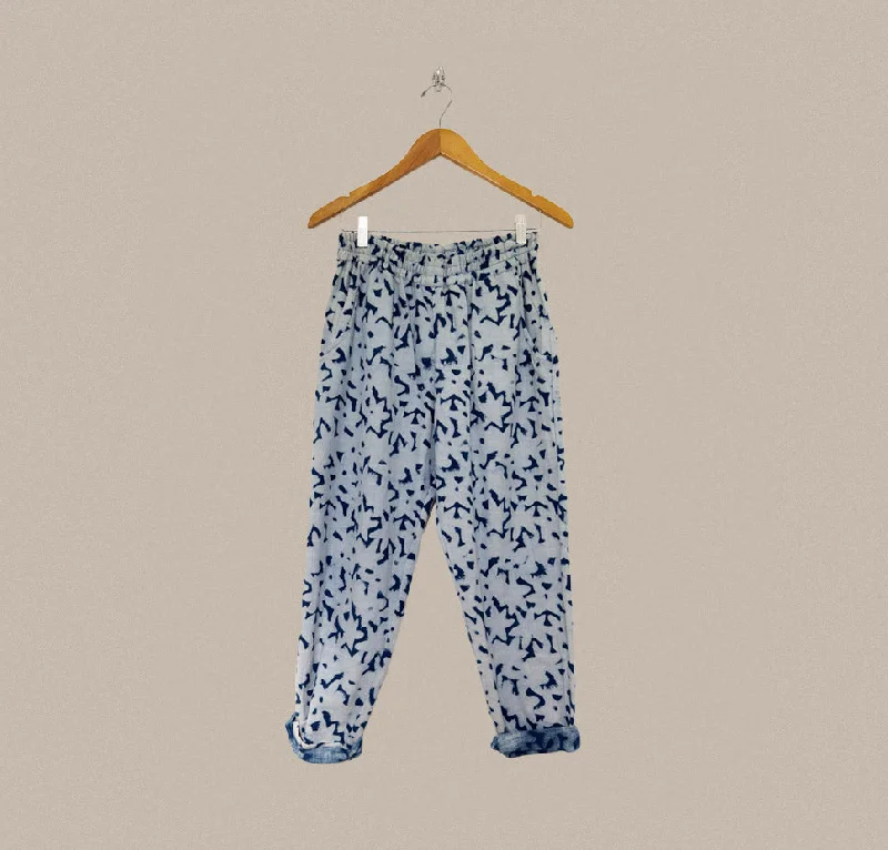 surf clothing for easy transitions from beach to surf-Po-em Deck Pant - Indigo Flor