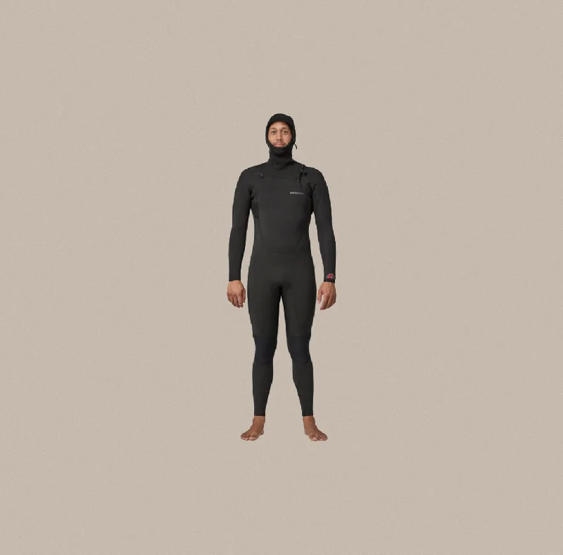 surf clothing for maintaining warmth in the surf-Patagonia Men's R4 Yulex Regulator Front-Zip Hooded Full Suit