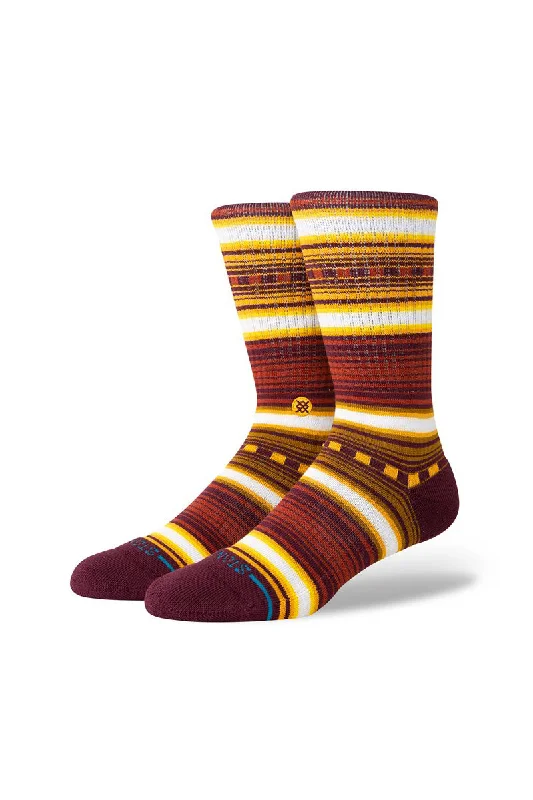 surf clothing for greater warmth in cooler waters-Stance Windy Pine Crew Sock - Rust