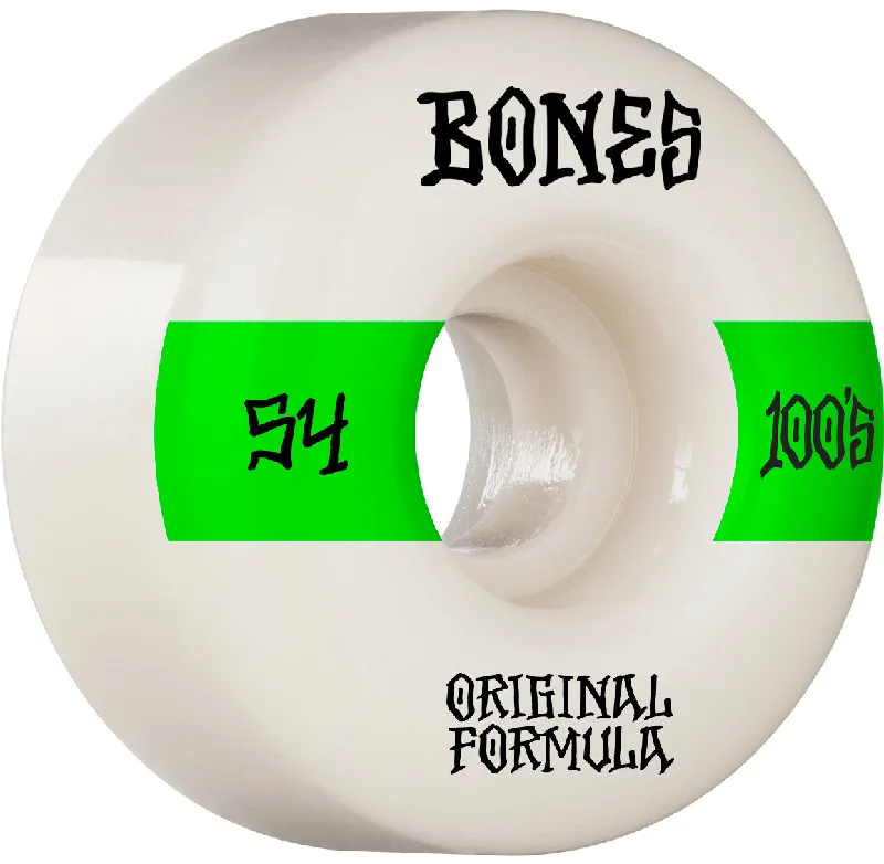 surf clothing with stretch material for flexibility-BONES WHEELS OG Formula Skateboard Wheels 100 #14 54mm V4 Wide 4pk White