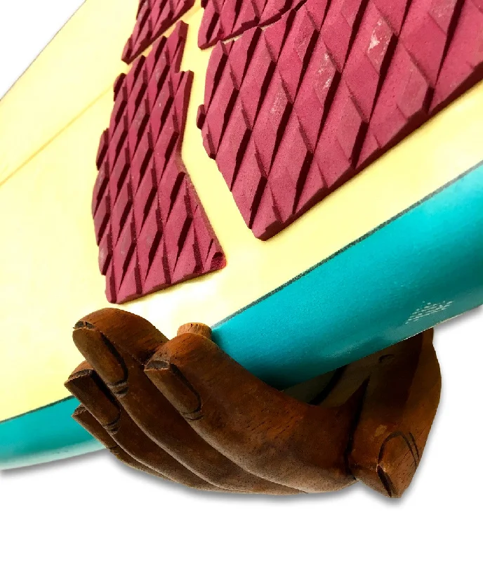 surfboards for aggressive surfing-Handcrafted Wood Hands | Surfboard Wall Display Rack