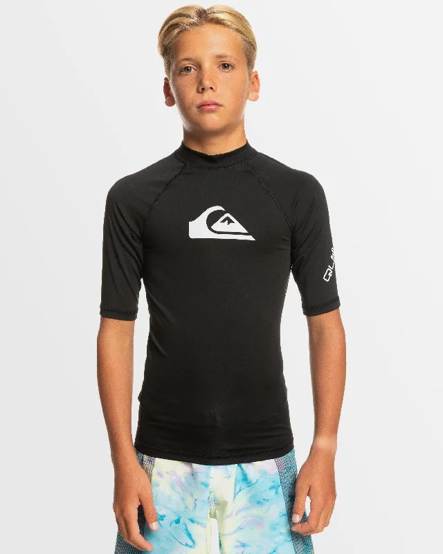 surf clothing with integrated sun protection-Boys 8-16 All Time Short Sleeve UPF 50 Rash Vest