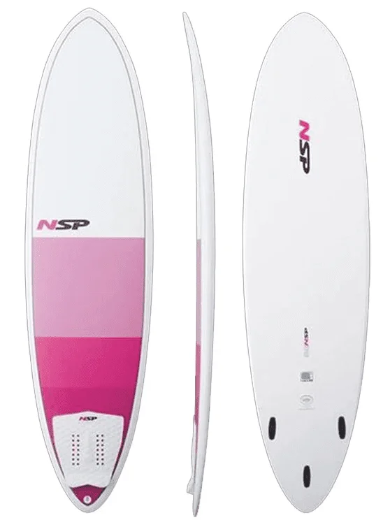 surfboards with durable nose and tail reinforcement-NSP E2 ELEMENTS 7'2 X 21 X 2 34 46L FUNBOARD - PINK (FINS INCLUDED)