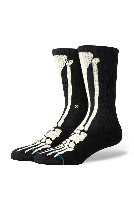 surf clothing with secure fit for active surfers-Stance Bonez Crew Sock - Black