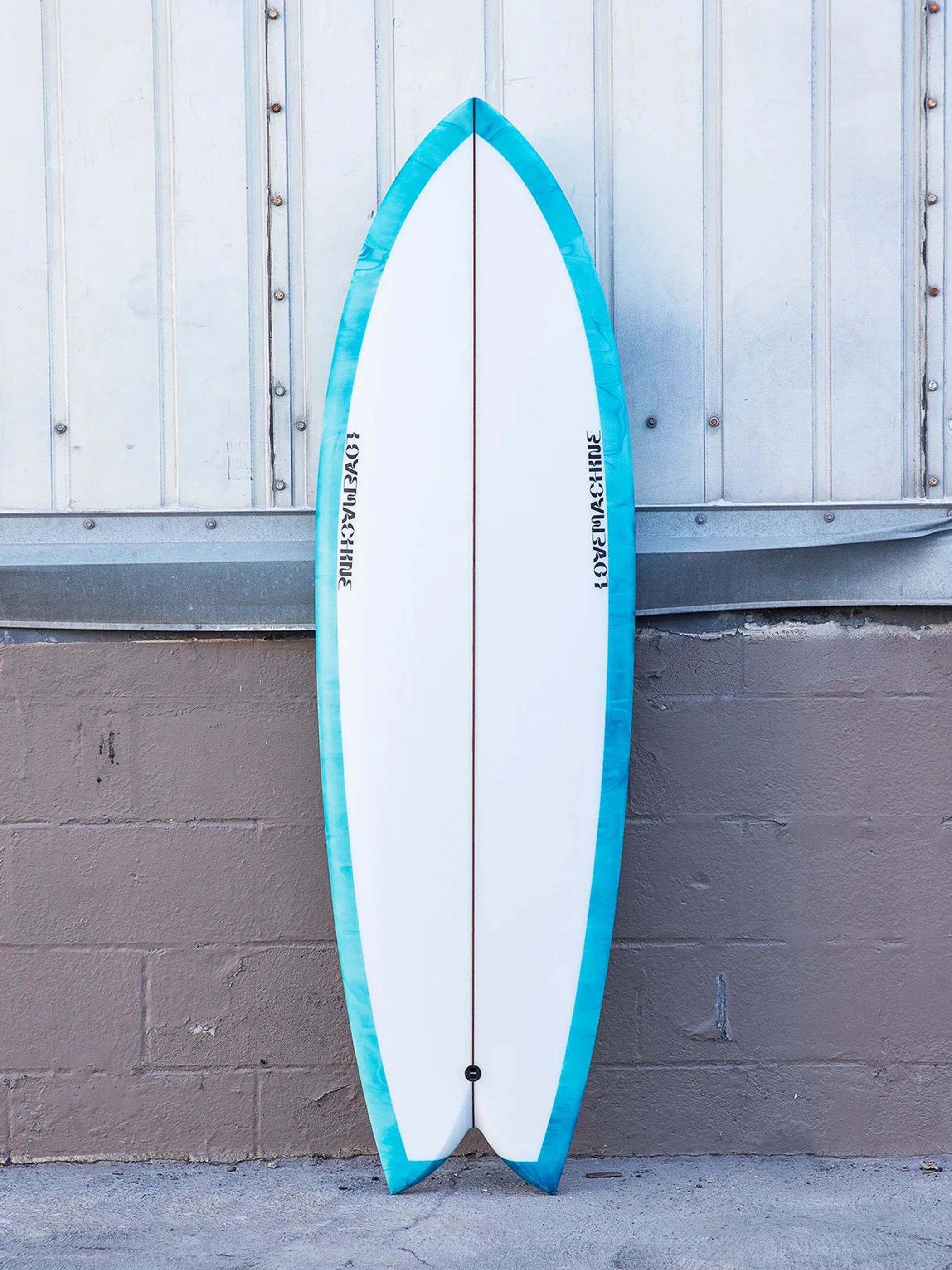 surfboards for controlled carving in big waves-LOVE MACHINE 5'9" WILLS FISH I BLUE ABSTRACT SURFBOARD