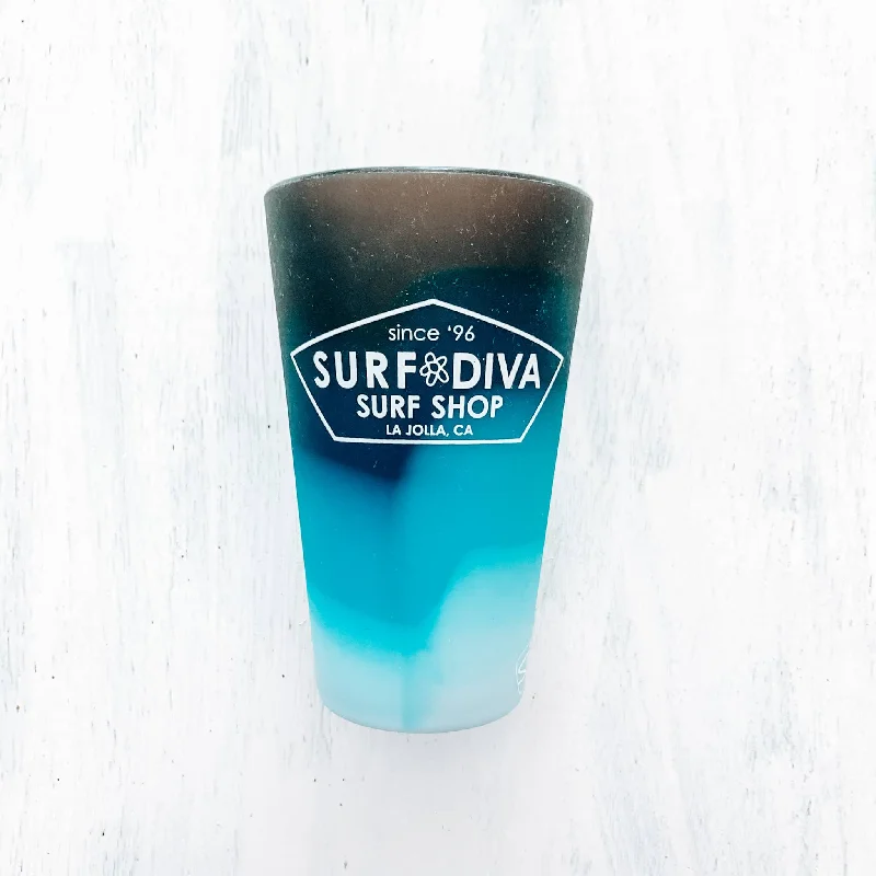 surf clothing for easy transitions from beach to surf-CUP with SURF DIVA SURF SHOP - SILICONE PINT CUP (blue)