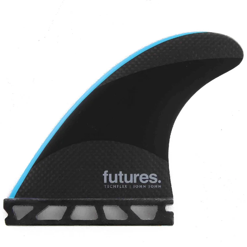 surfboard fins with advanced shape for ultimate speed-Futures John John Techflex Small Thruster Surfboard Fins - Black Neon Blue