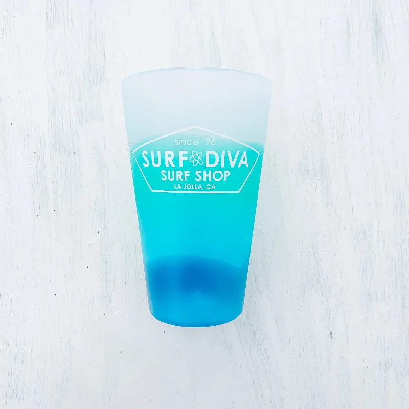 surf clothing for temperature regulation-CUP with SURF DIVA SURF SHOP - SILICONE PINT CUP (green)