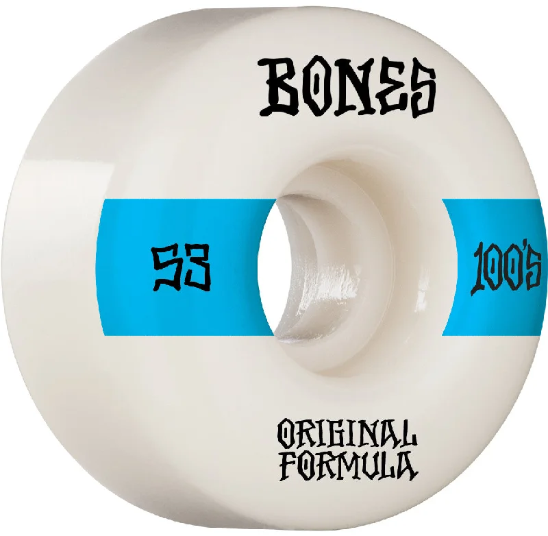 surf clothing for maximum mobility-BONES WHEELS OG Formula Skateboard Wheels 100 #14 53mm V4 Wide 4pk White