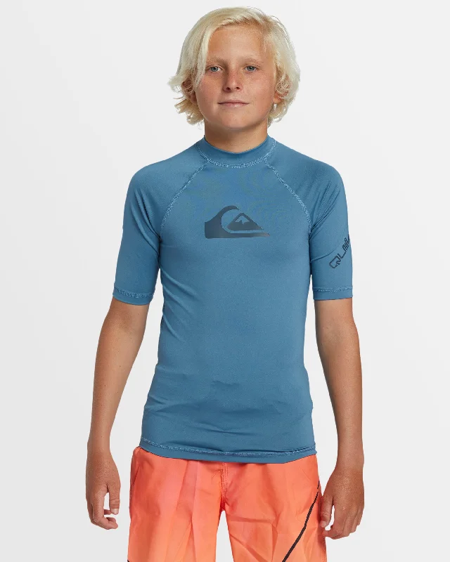 surf clothing for all-weather conditions-Boys 8-16 All Time Short Sleeve UPF 50 Rash Vest