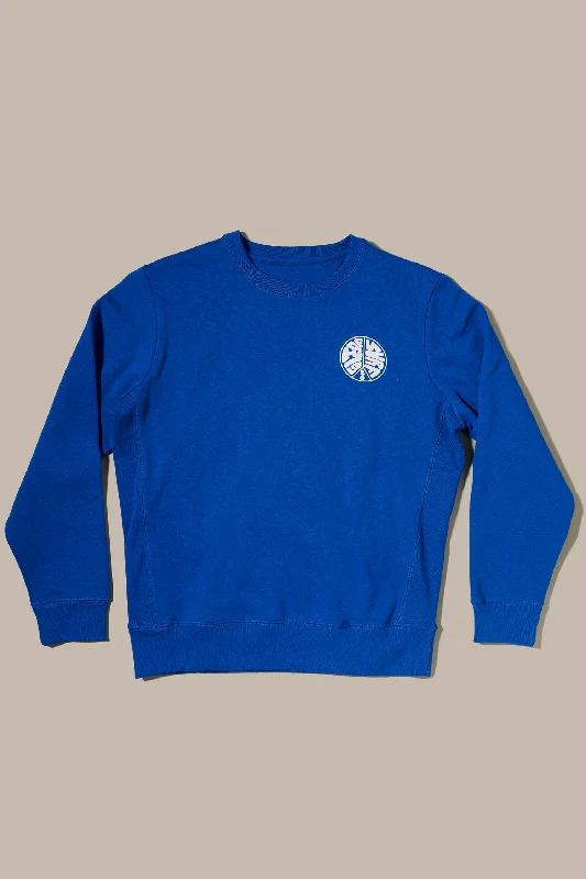 surf clothing with integrated sun protection-Glide Crewneck Sweatshirt - Peace, French Blue