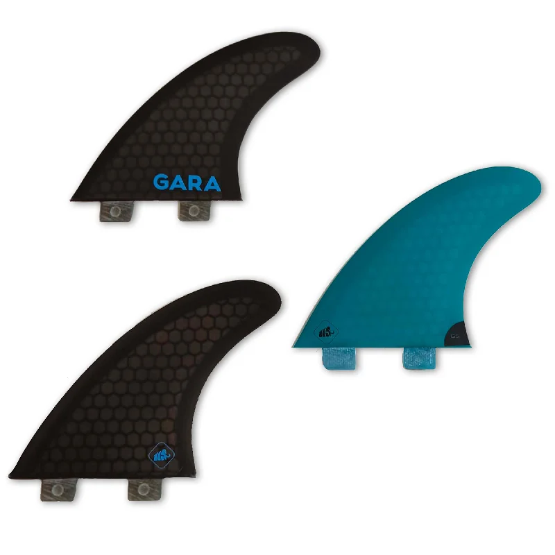 surfboard fins with greater hold on steep waves-Gara Double Tab Tri Fin Set - Medium