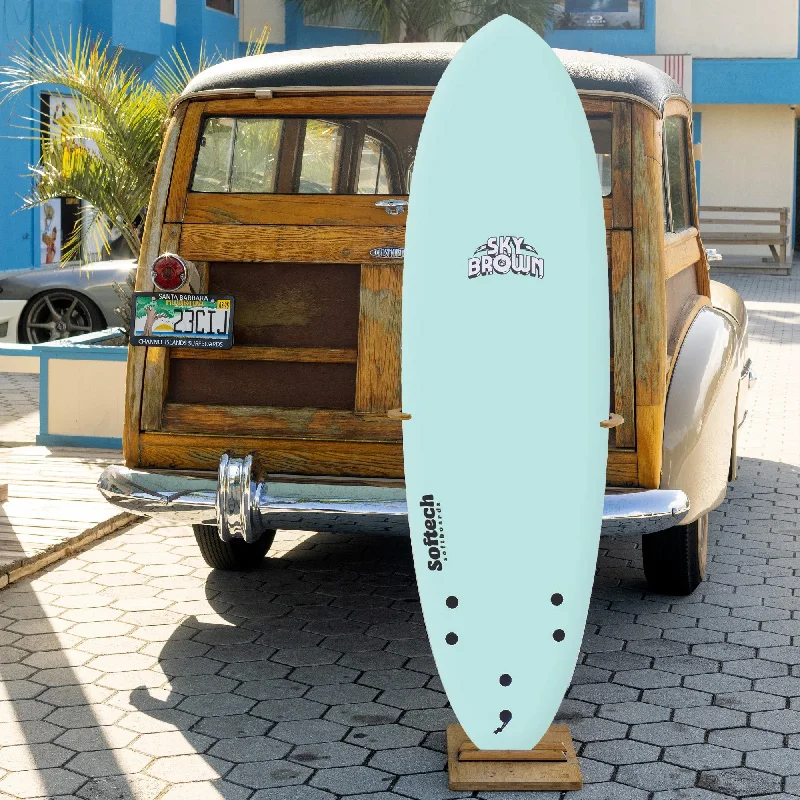 surfboards for pro-level wave domination-Softech Sky Brown 5'6 Soft Surfboard - Seafoam/Checkered