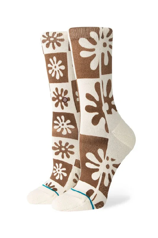 surf clothing for all-weather conditions-Stance Flower Girl Crew Socks - Off White